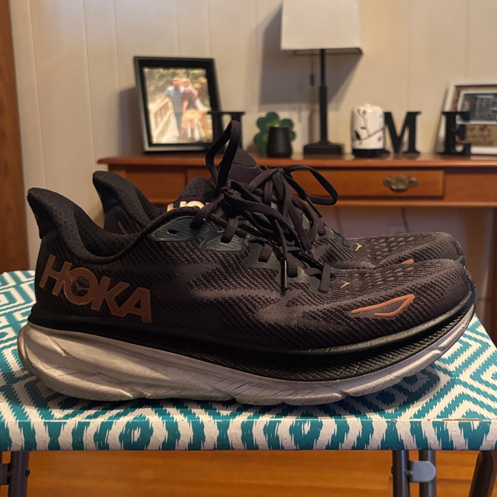 Hoka Women Black and Gold Athletic Shoes